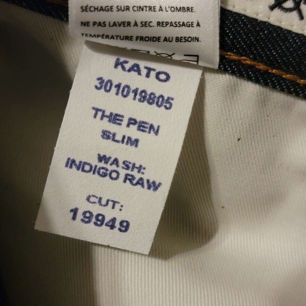 Hiroshi Kato Jeans Mens 31x34 Indigo Raw Blue Pen Slim 4-Way Stretch Selvedge - Picture 7 of 11